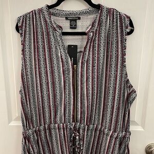 🎁NWT Robert Louis Pink/Black/White V-neck Sleeveless Dress